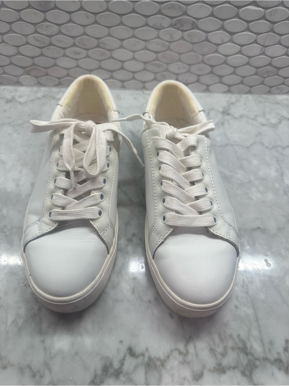Sam Edelman White Low-Top Lace-Up Sneakers